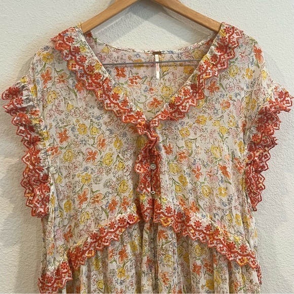 Free People | Dresses | Free People Size Large Floral Ruffle Maxi Dress ...